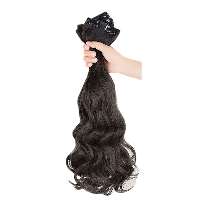 Peruca de cabello largo de mujer tipo tres piezas de imitación de cabello humano largo ondulado cabello largo recto flojo aumento de cabello invisible extensión de cabello sin rastro
