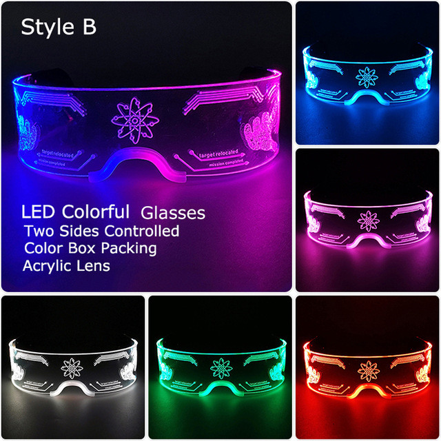 Gafas LED de ciencia ficción con un toque tecnológico, estilo cyberpunk, coloridas, para discoteca, gafas deslumbrantes, a la moda