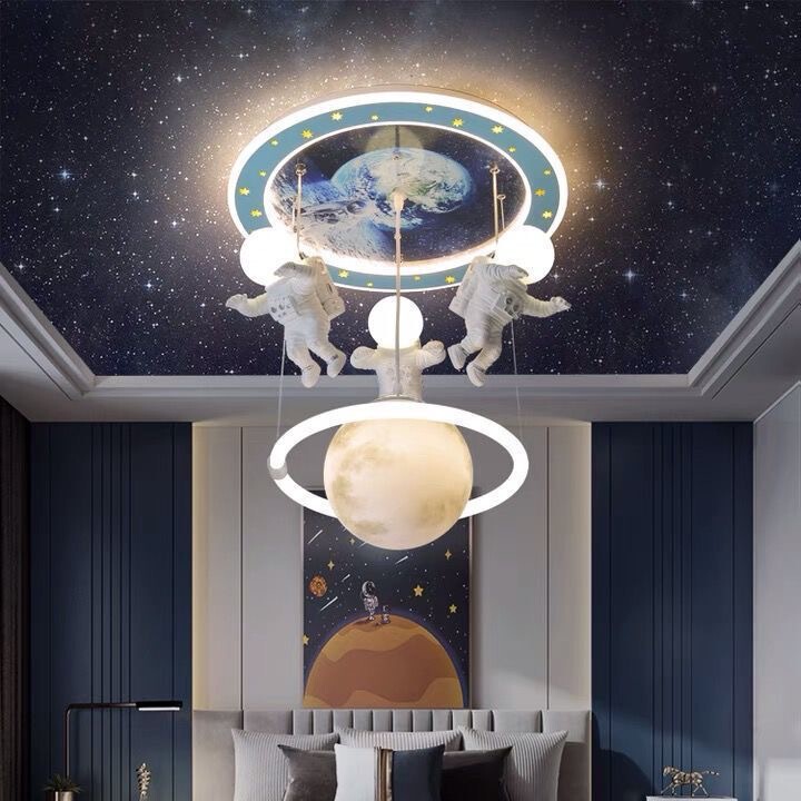 Children's Room cartoon chandelier boy wandering Earth lamp spaceman astronaut boy bedroom room lamp
