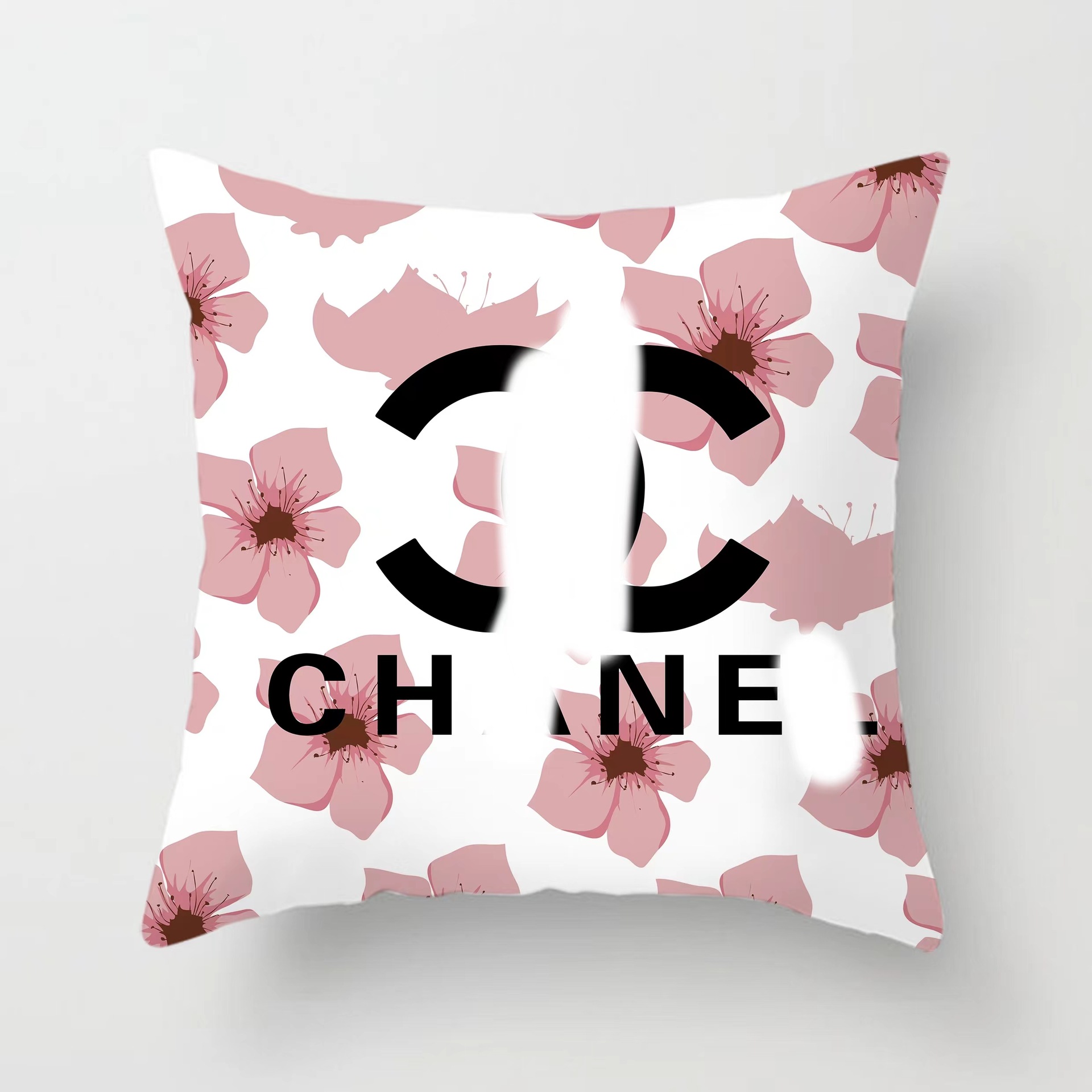 Cross-border AliExpress logo de marca europea y americana logo estilo de lujo ligero estilo cuadrado moda sala de estar sofá funda de almohada de felpa corta