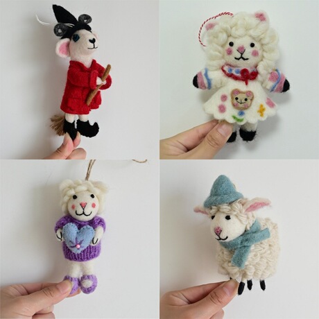 Nepal Custom Needle Felted Nepalese Handmade Wool Felt Pendant, Cute Little Shee