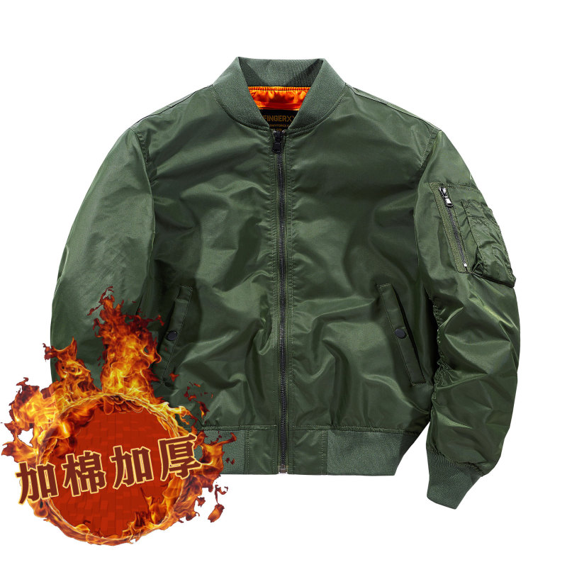 Autumn and winter padded and thickened MA-1 bomber jacket for men, loose fit, baseball collar, American casual workwear style, cotton outerwear Autumn and winter padded and thickened MA-1 bomber jacket for men, loose fit, baseball collar, American casual workwear style, cotton outerwear