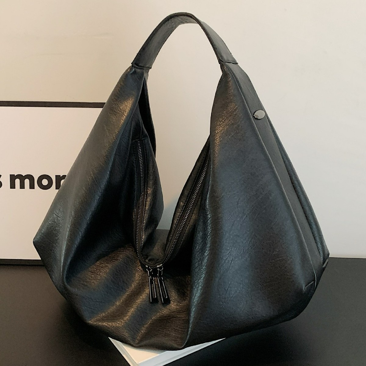 Hobo Bag Export Quality Women's Luxury Vintage Soft Leather Underarm Bag Large Capacity Commuter Versatile Shoulder Bag - Thumbnail 2