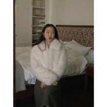 现 2024冬季新款韩国东大门baby酱奢华感环保皮草毛毛外套