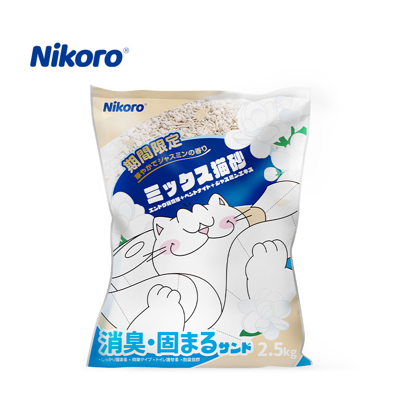Nicolu arena para gatos al por mayor un gran número de japonés nikoro6l tofu camada mixta recta instantánea desodorante tofu gato
