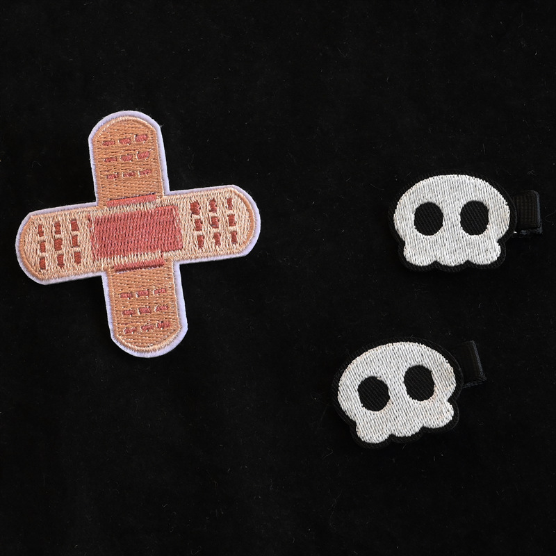Y2K Millennium Harajuku Tu-cool Hot Girl Black Sweet Cross Heart Hair Clip Gothic Lolita Skull Punk Hair Clip