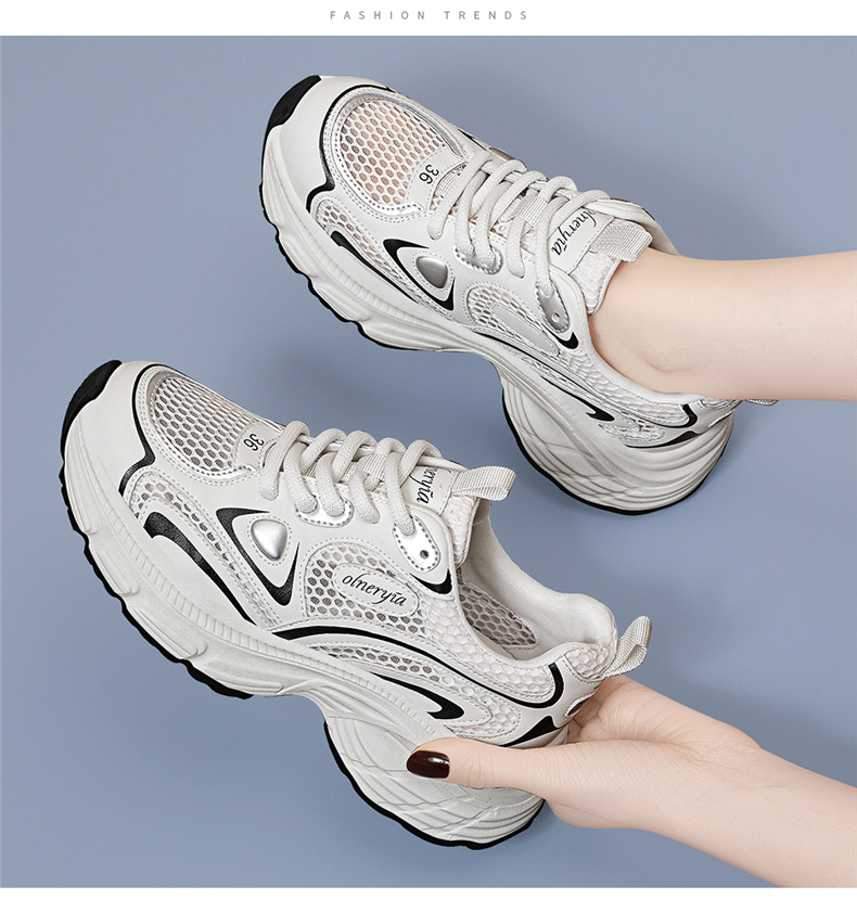 Giày sneaker nữ đế dày da thật thoáng khí tăng chiều cao mùa xuân hè 2025 — JST 7009-1 xám xanh (kiểu thoáng khí), JST 7036m đỏ, JST 7150m Purple (kiểu thoáng khí), JST 7142m bạc (kiểu thoáng khí) chi tiết 10