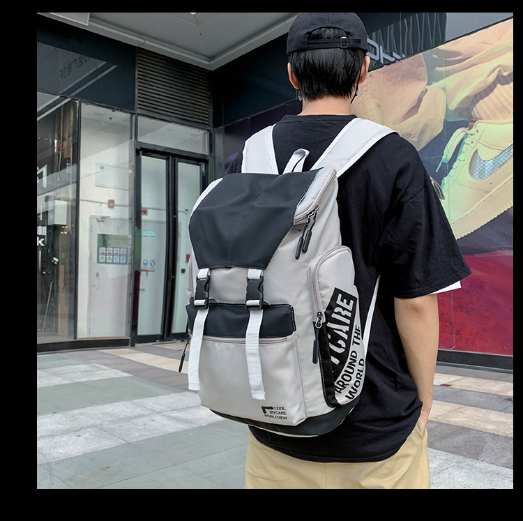 Unisex Solid Color Oxford Cloth Zipper Functional Backpack School Backpack display picture 1