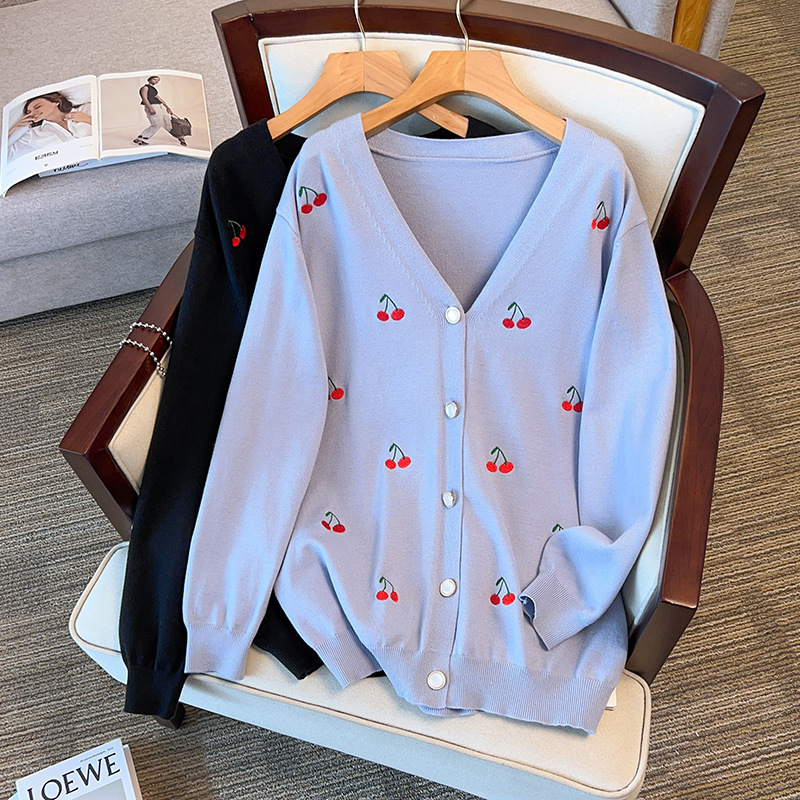 200/ 150kg Plus Size Women's Clothing Bust Size 150/160 Loose Cardigan Sweater Knit Jacket 280/350-8339