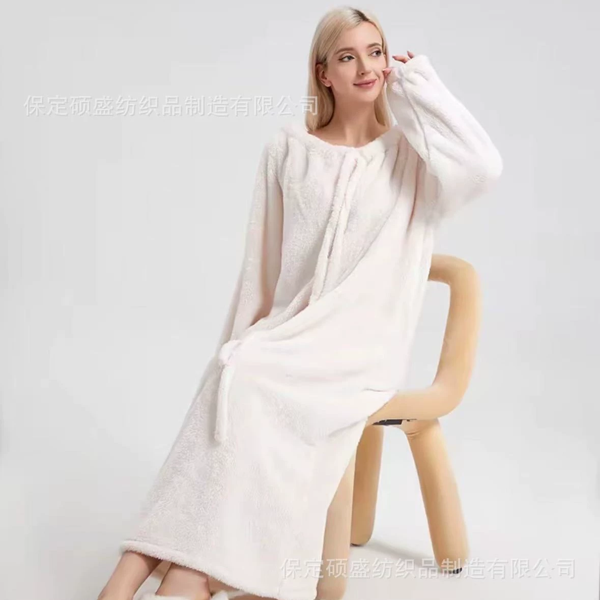 Длинная зимняя пижама-халат, коралловый бархатный макси-халат, plus size, юбочный стиль 2025