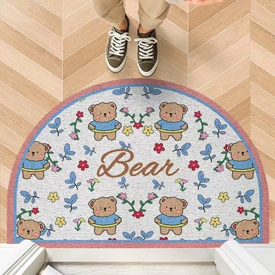 to size, hallway doormat, semi-circular, Ayaqaltılar (Kovriklər) - 4060cmsilk-loop-wear-resistant-and-dirt-resistant-naughty-bear-semicircle