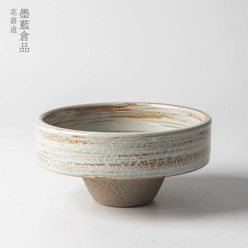 Винтажные керамические высокие ножки маленькое цветочное устройство Дзен Китайская японская Цветочная композиция посуда Чайный коврик Украшение Рабочего Стола Цзяньшань Цветочная композиция устройство