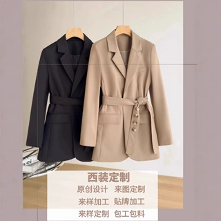 春季美拉德系带羊毛西装外套女正肩高级感通勤气质小西服上衣