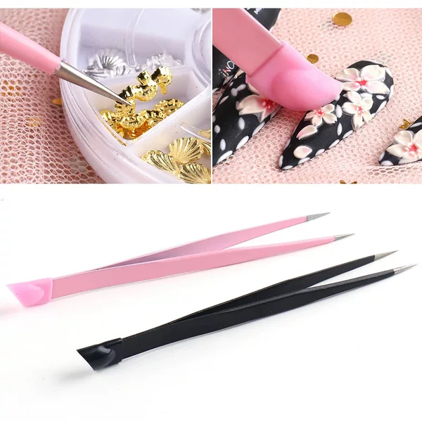 Cross-border new nail tools multi-functional metal double-headed tweezers jewelry press nail tools factory direct supply