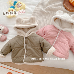 Children's cotton clothing 0-5 years old winter Huzhou children's clothing for baby girls Korean style quilted tops boys hooded warm cotton clothing