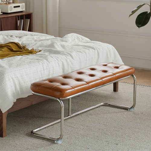 Stainless steel shoe-changing stool, household cloakroom low stool, simple retro bedside footstool, entry hall stool, long dining chair