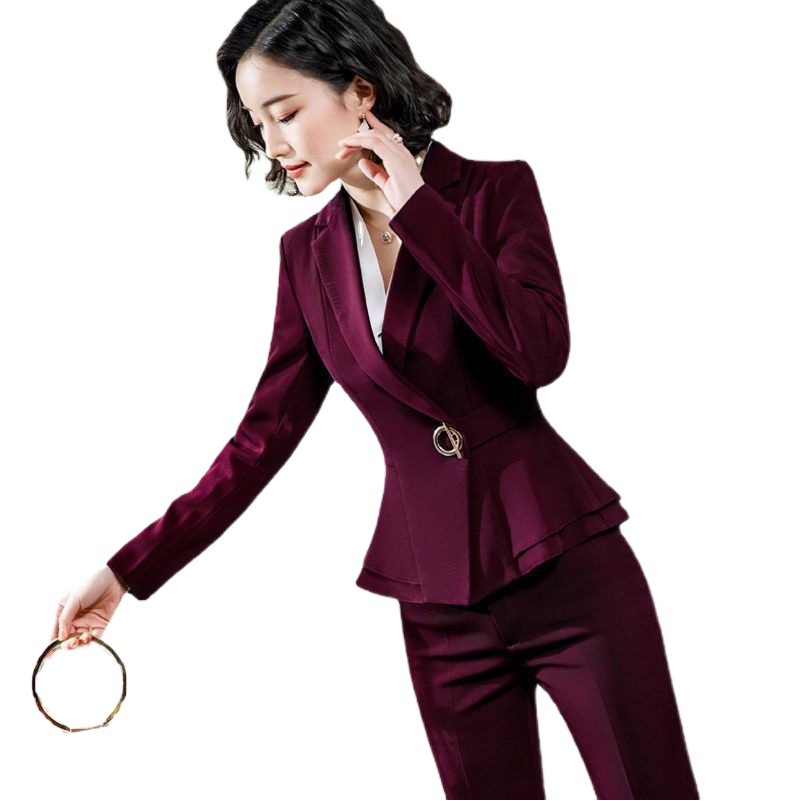 Autumn and Winter Professional Women's Suit Set, Beauty Therapist Workwear, Korean Style, Elegant Slim-Fit Front Desk Uniform, Ol Commuting Attire