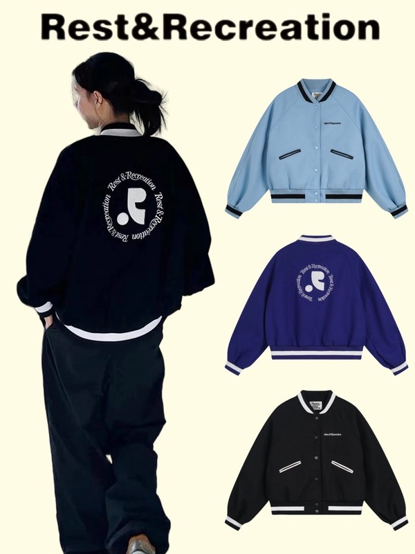 韩国RestAndRecreation棒球服外套女rr毛呢棒球服宽松情侣25新款|undefined