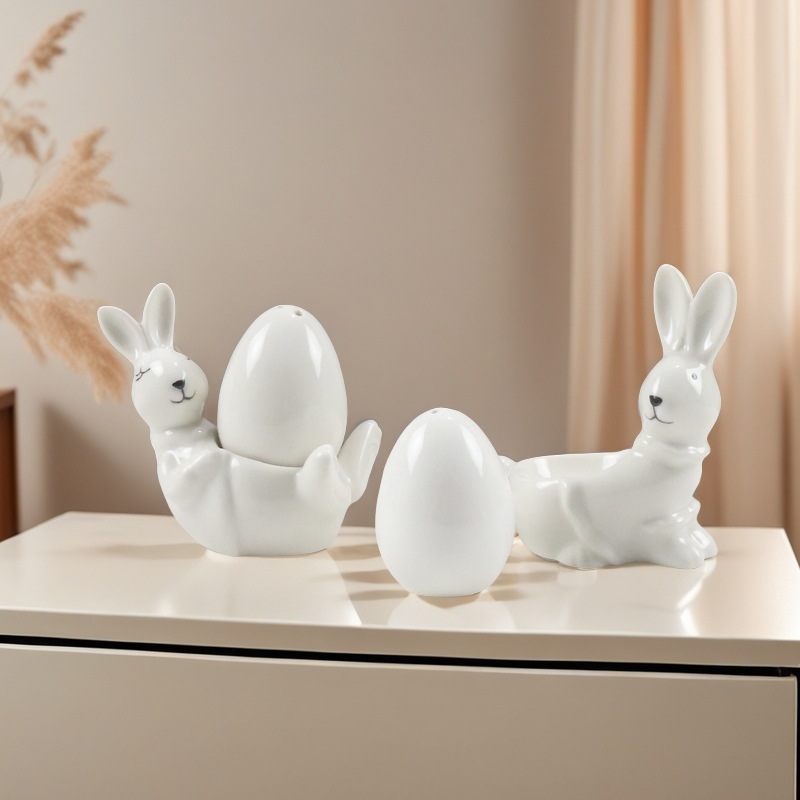Estilo nórdico moderno de dibujos animados de cerámica juguetona conejo SP modelo sala de escritorio decoración de Pascua comercio exterior transfronterizo mayorista