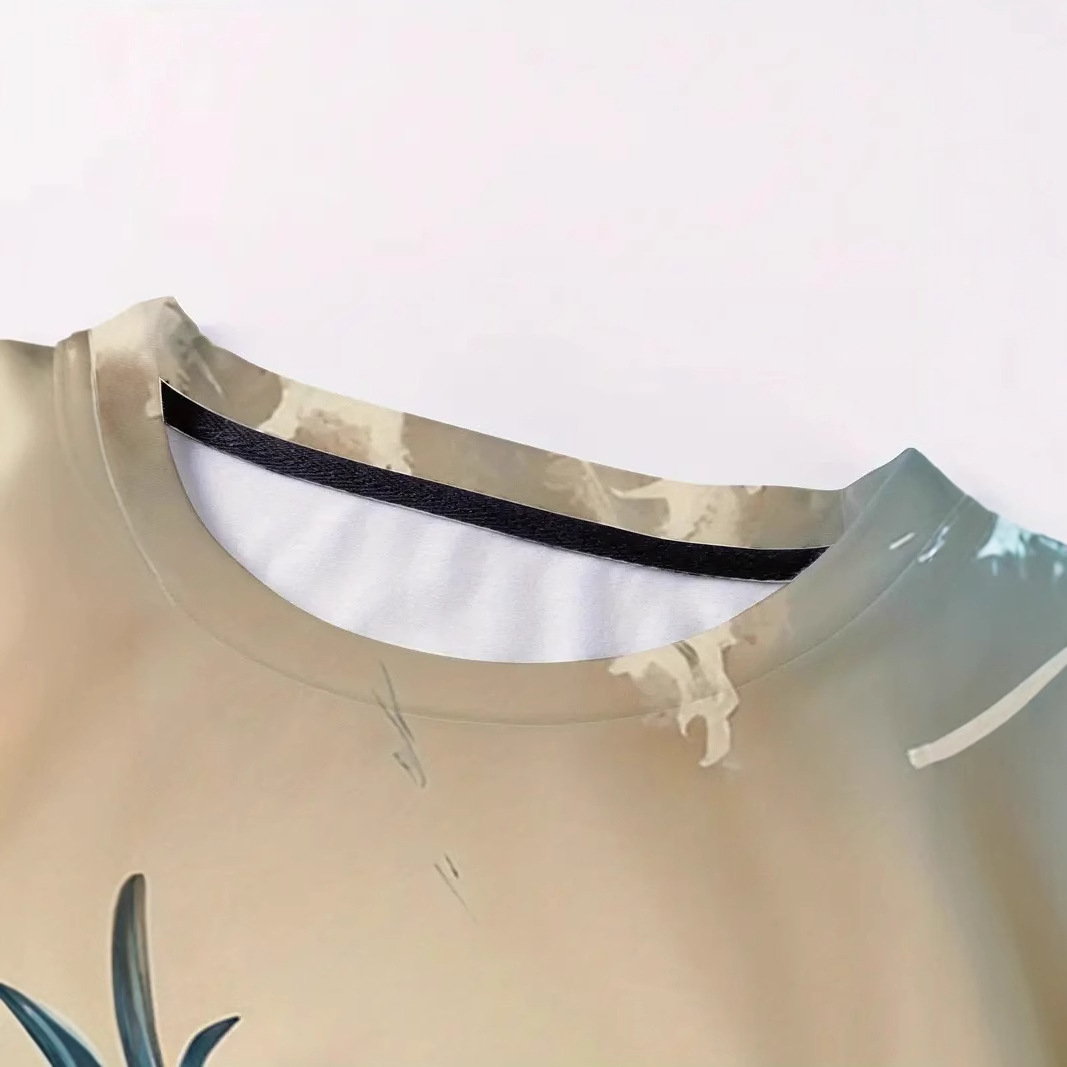 Tengyun Cross Sea Eagle 3D Printed Personalidad de verano para hombre Calle suelta y transpirable de manga corta con cuello redondo camiseta