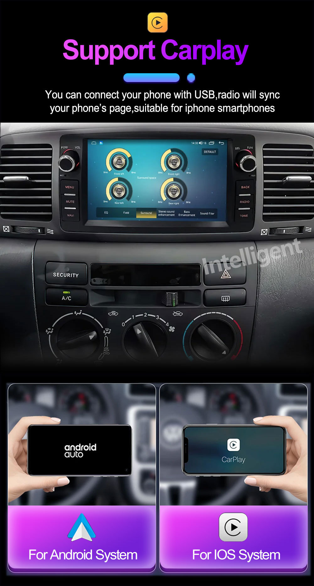 Suitable for Toyota Corolla/Byd F3 Car Android Gps Navigator and Car Central Control Bluetooth All-In-One Device