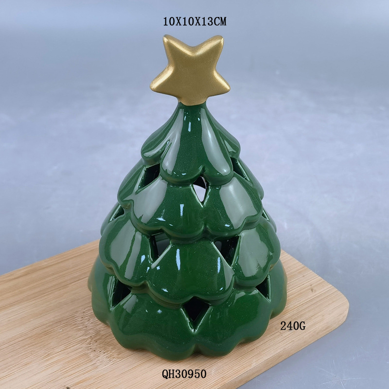 Ventas transfronterizas de cerámica de árbol de Navidad, lámpara de vela de incienso, atmósfera de Navidad creativa, decoraciones de atmósfera