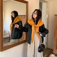 秋冬着アイテム! 純色の韓系のショールのマフラーの女性の新型の外は保温の百合の偽の襟の三角の巾を掛けます。