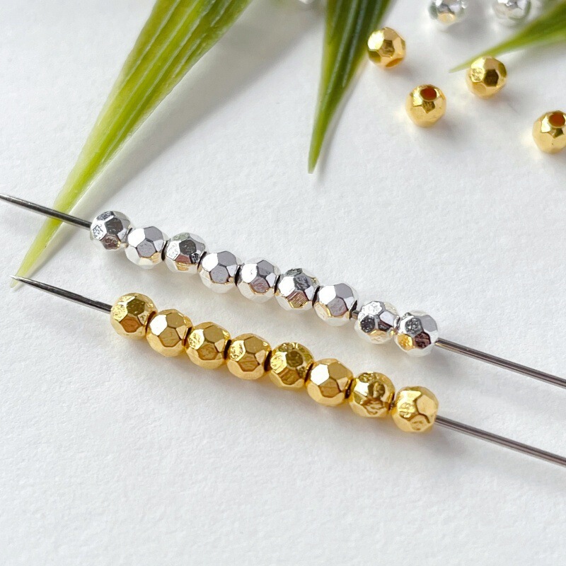Alloy Versatile Approximately 3mm Laser Disco Beads Spacer Beads DIY Jewelry Bracelet Braided Cord Positioning Beads Necklace Bracelet Loose Beads