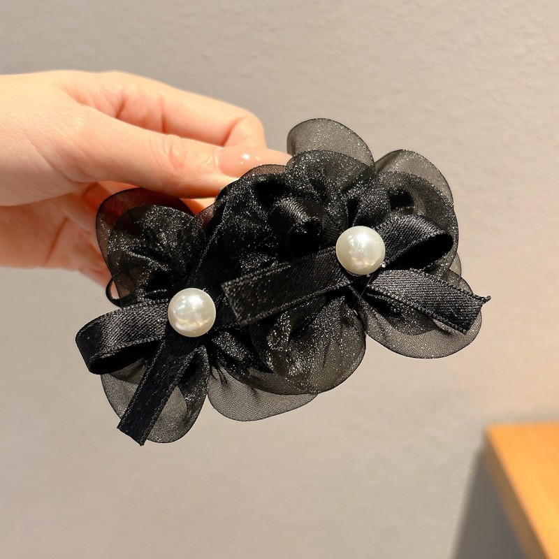 4458 black bow 4 flowers about 7*12cm
