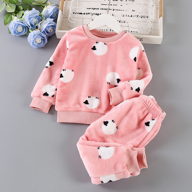 Flannel pajama set sheep powder