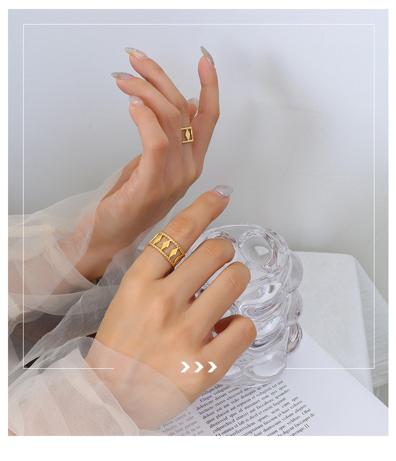 Fashion Letter Titanium Steel Open Ring Plating Stainless Steel Rings