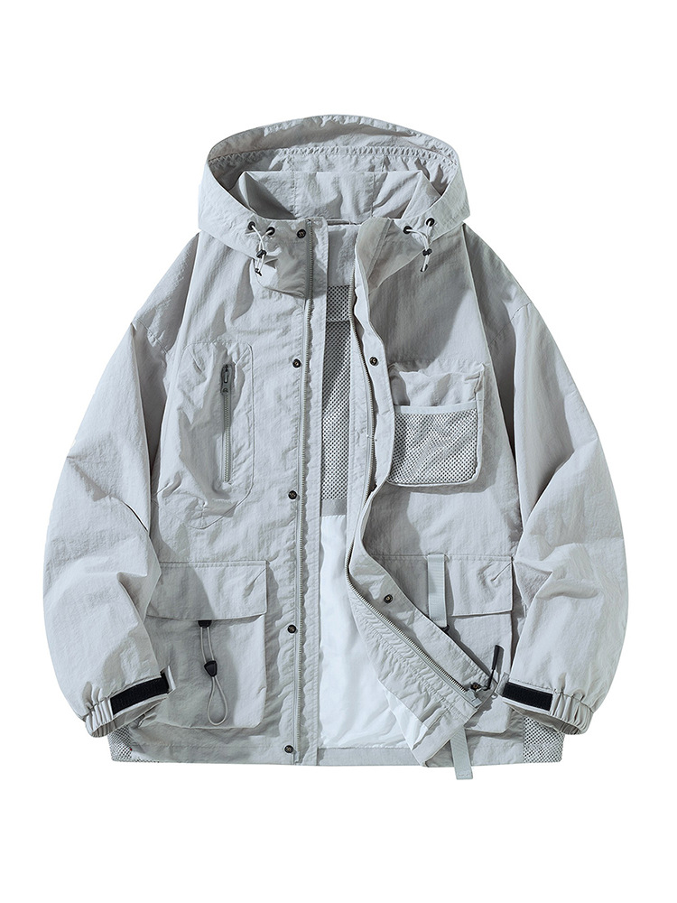 Men's autumn fashionable jacket with pockets with hood with zipper…