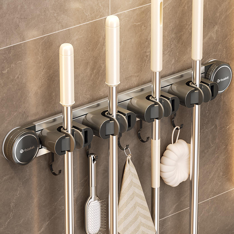 吸盘拖把壁挂夹免打孔挂钩置物架浴室卫生间拖布扫把固定挂架