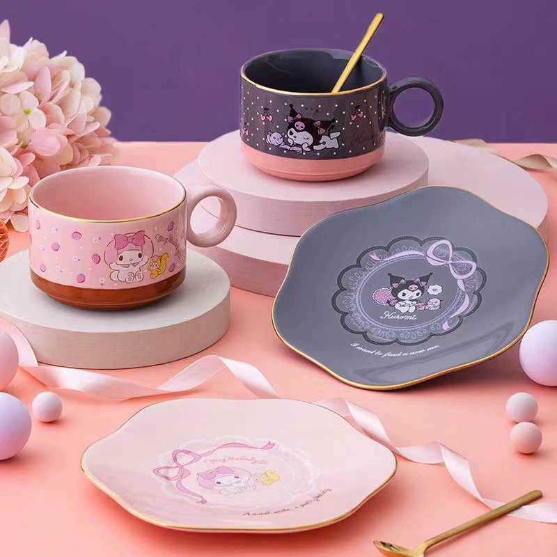 Кружка с персонажами Sanrio, стиль Ins, творческая кофейная кружка для пары, керамическая чашка для воды, офисная кружка