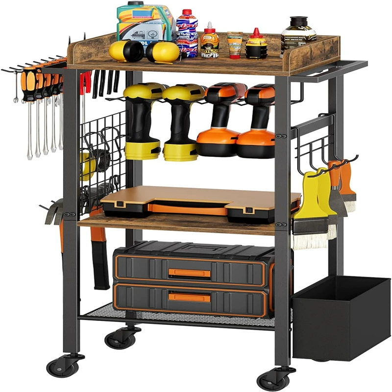 Garden tool storage rack with wheels Power tool storage box Tool bracket Organizing storage rack storage rack