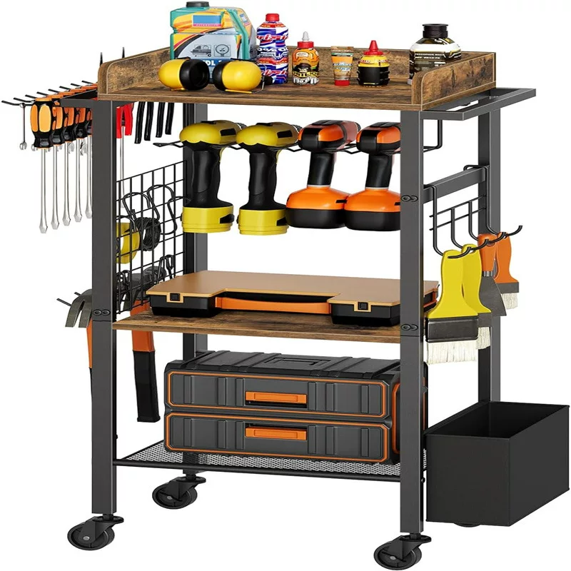 Garden tool storage rack with wheels Power tool storage box Tool bracket Organizing storage rack storage rack