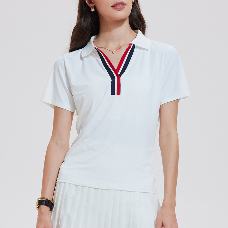 Caijue nuevo trajes deportivos transfronterizos para mujeres anti-corrido ocio camisa de polo de manga corta camisa de tenis de plumas para mujeres