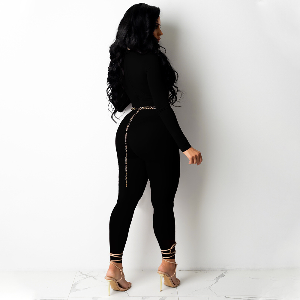 Mono sexy cruzado con cordones de color liso para otoño e invierno.