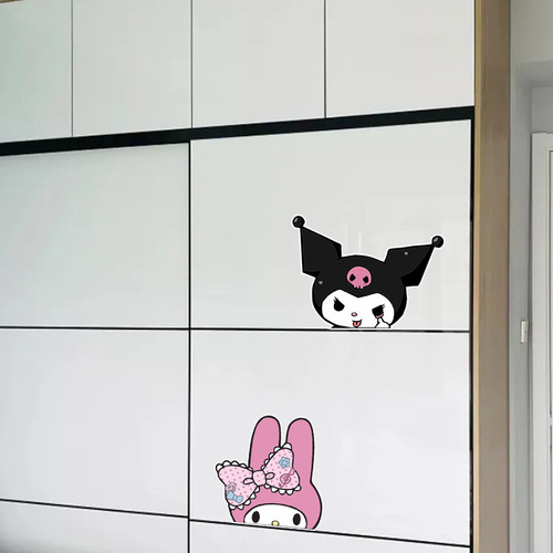 Cute Cartoon Kuromi Melody Personalized Car Window Glass Body Sticker Laptop Air Conditioner Decorative Sticker