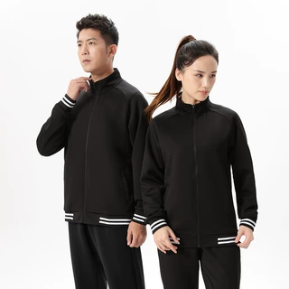 学院风拉链棒球服套装秋冬休闲运动长袖纯色立领开衫外套定印logo