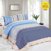 欧式全棉双面斜纹床盖三件套四季通用夹棉双面空调被绗缝床上用品