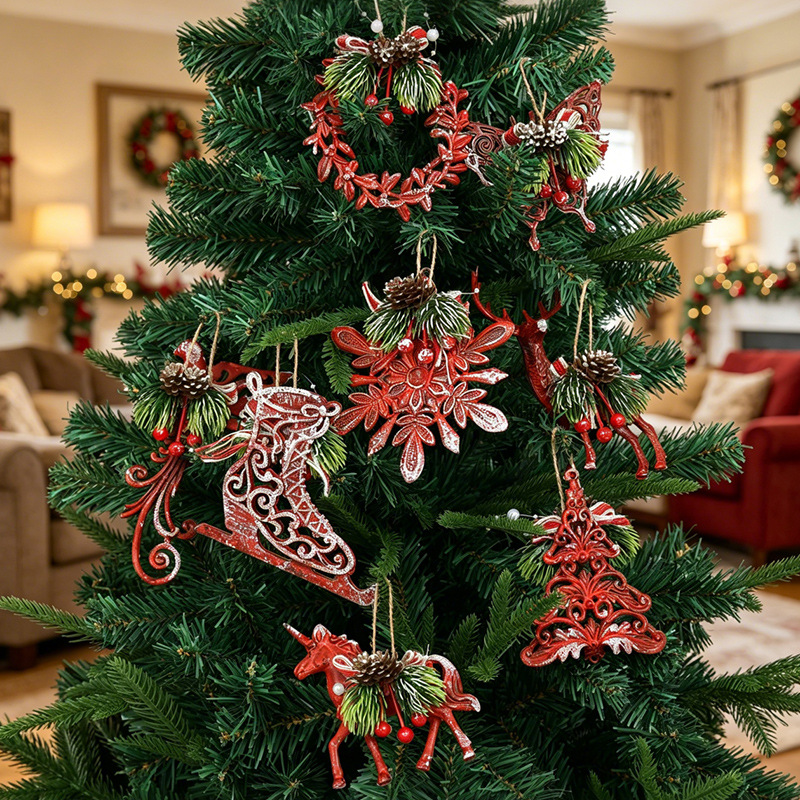 New Christmas decoration elk Christmas hat pendant Christmas tree small pendant high-end forest float party atmosphere