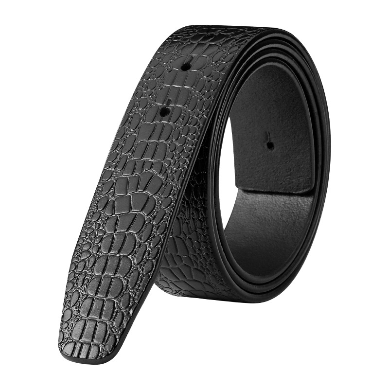 Cinturón de cuero genuino de los hombres patrón de cocodrilo cinturón sin cabeza antiguo sin plomo tira de cinturón de hebilla lisa