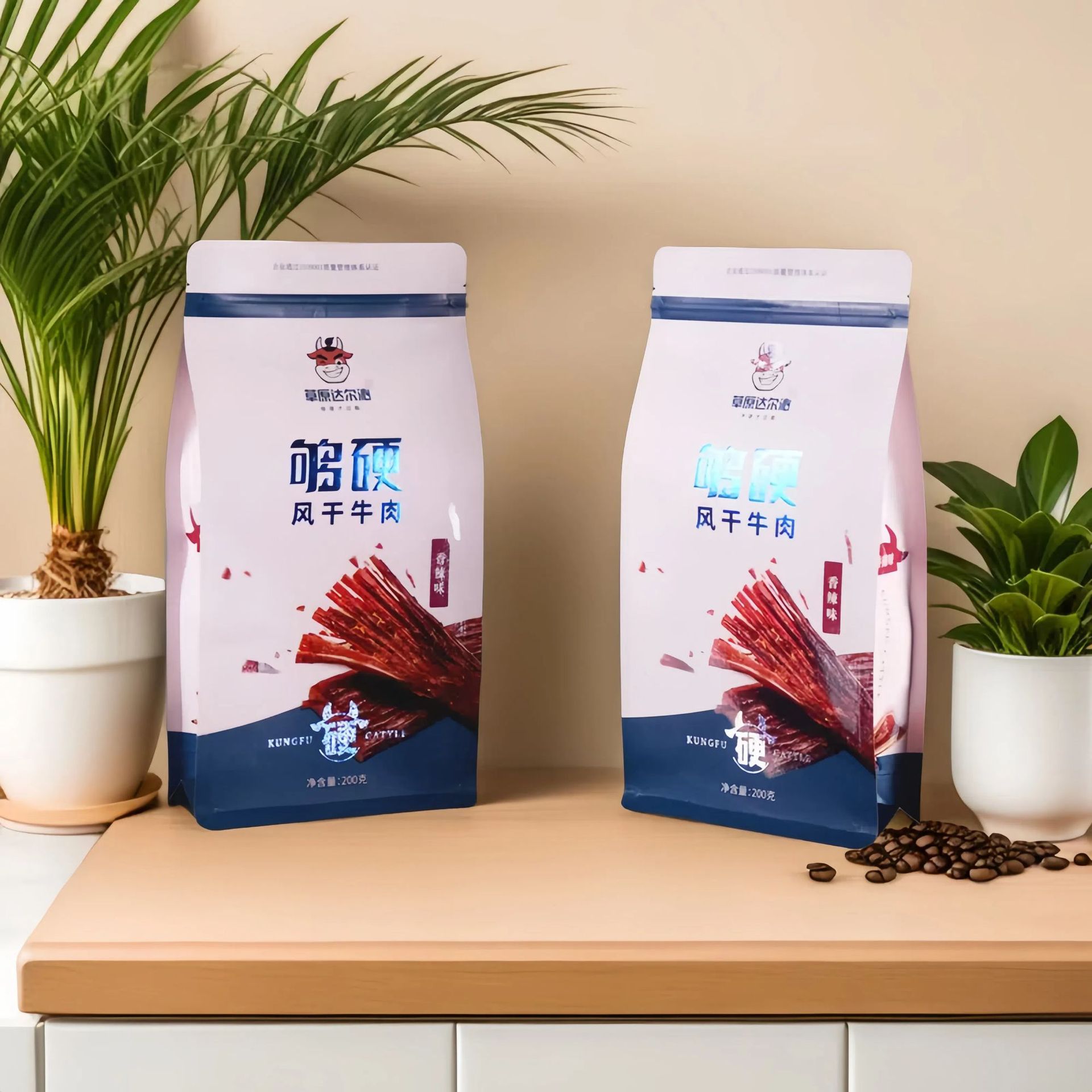 200g牛肉干八边封狗包装袋休闲食品通用风干八边封定制