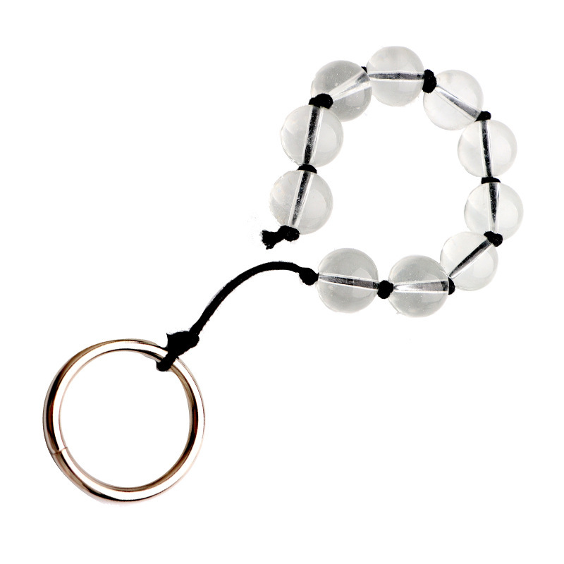 Glass Anal Beads Plug, 8-Bead 3 cm Transparent Design for Couples — detail image 4