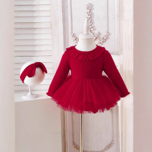 一岁新生女婴漂亮的连衣裙女孩春秋季婴儿周岁女宝宝礼服长袖秋冬