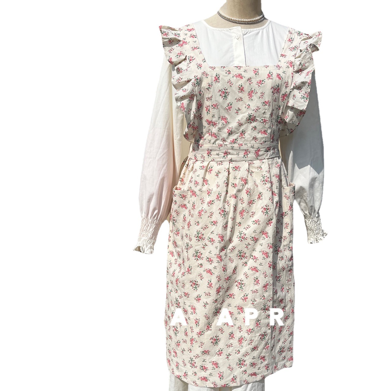 DCEA lavado algodón y lino con volantes delantal pequeño floral ins estilo coreano transfronterizo e-commerce hecho a mano Lolita