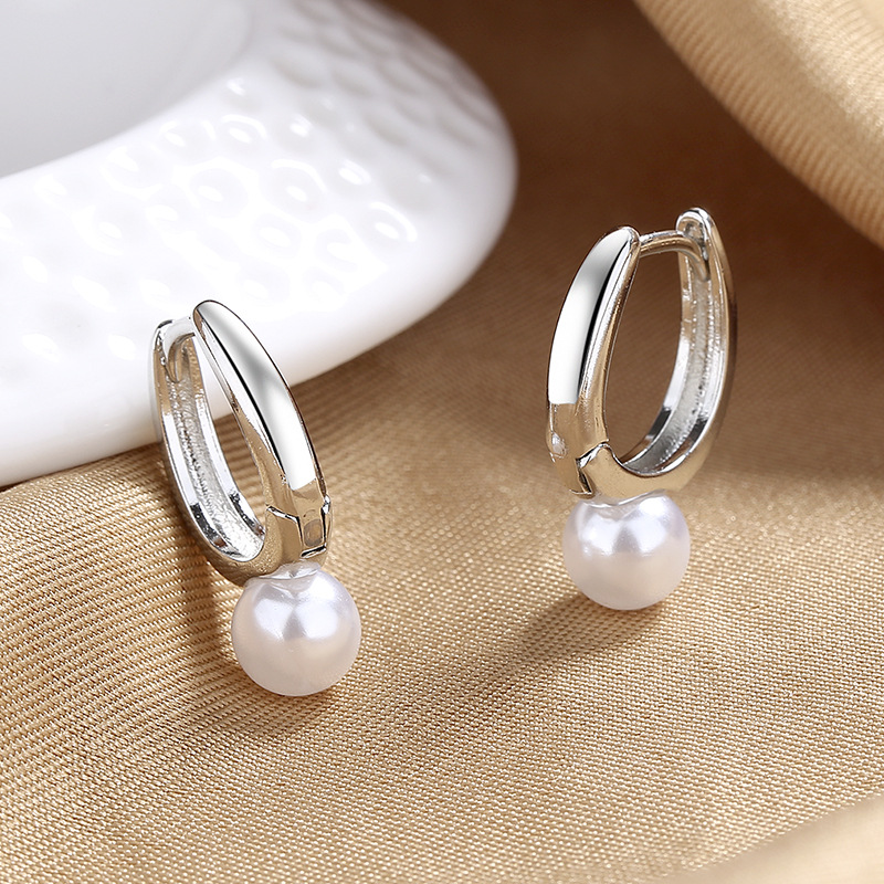 1 Pair Ig Style U Shape Imitation Pearl Copper Earrings display picture 2