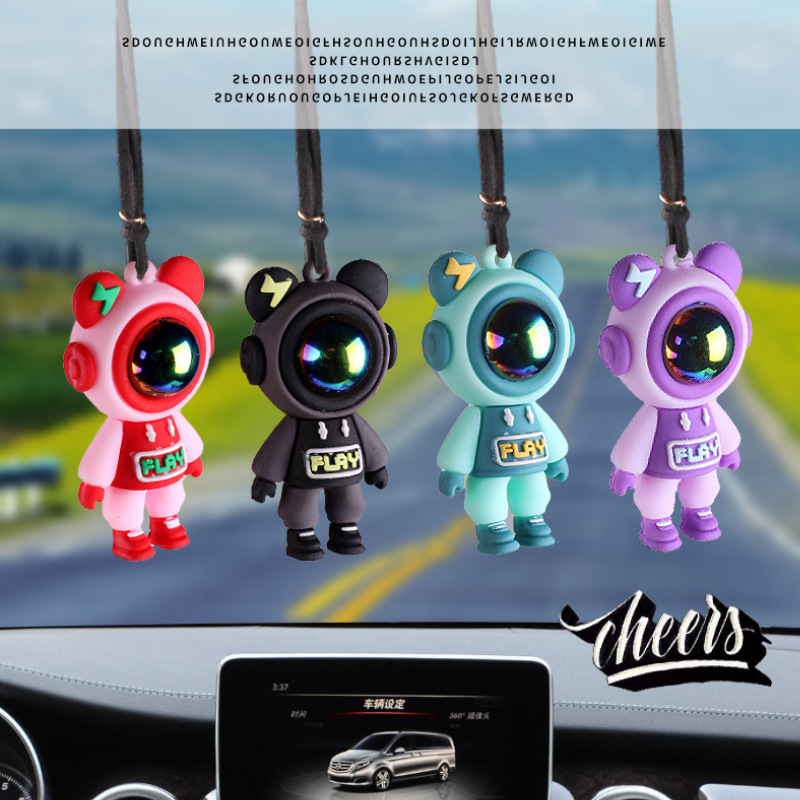 Explosión transfronteriza relámpago oso colgante de coche colgante de oso de coche colgante de coche de celebridad de Internet decoración de coche espejo retrovisor colgante