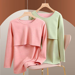 妊婦のベルベットは保温下着の秋のズボンの哺乳セットの月子服の腹のズボンの妊婦のパジャマを厚くします。